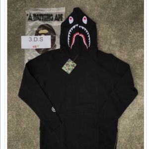 A BATHING APE Black Long Length Pullover Hoodie